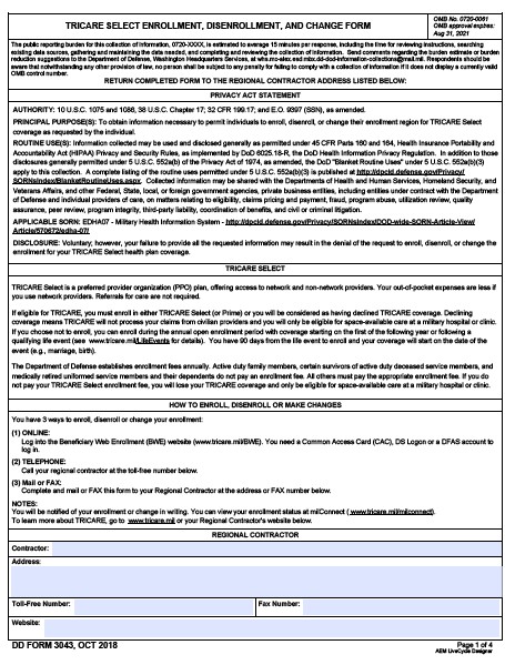 DD Form 3043 form preview