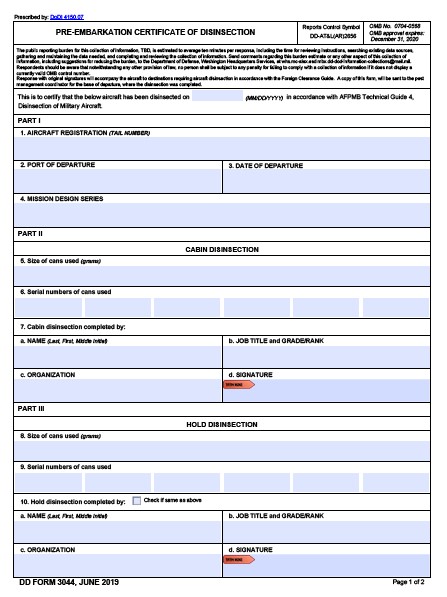 DD Form 3044 form preview