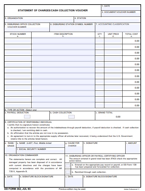 DD Form 362 form preview