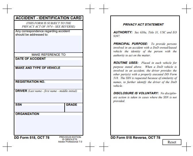 DD Form 518 form preview
