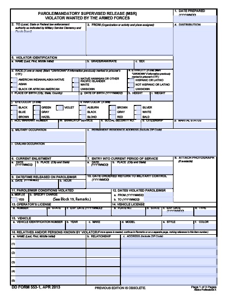 DD Form 553-1 form preview
