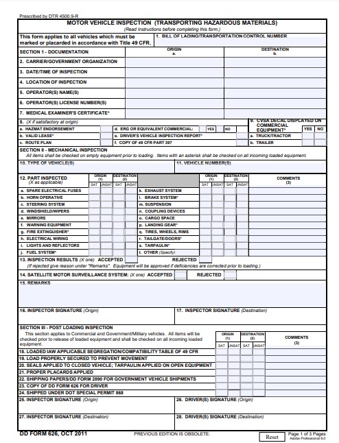 DD Form 626 form preview