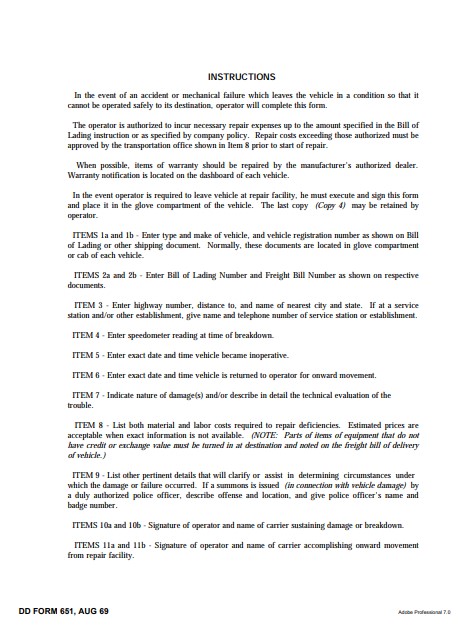 DD Form 651 form preview