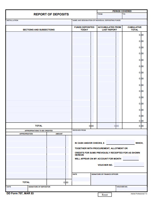 DD Form 707 form preview