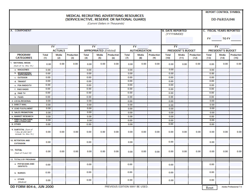 DD Form 804-6 form preview